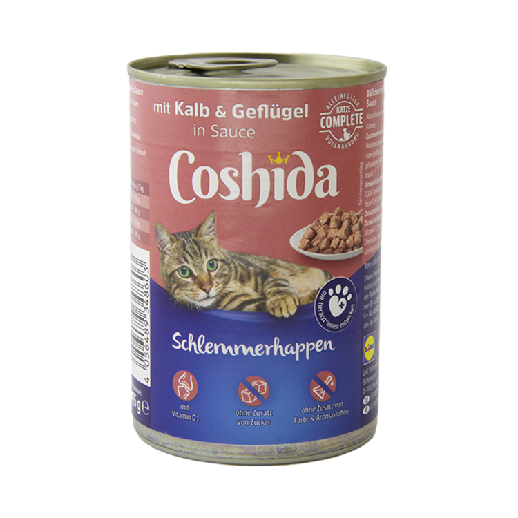 کنسرو غذای گربه کوشیدا با طعم گوشت گوساله و مرغ Coshida Veal & Poultry وزن 415 گرم