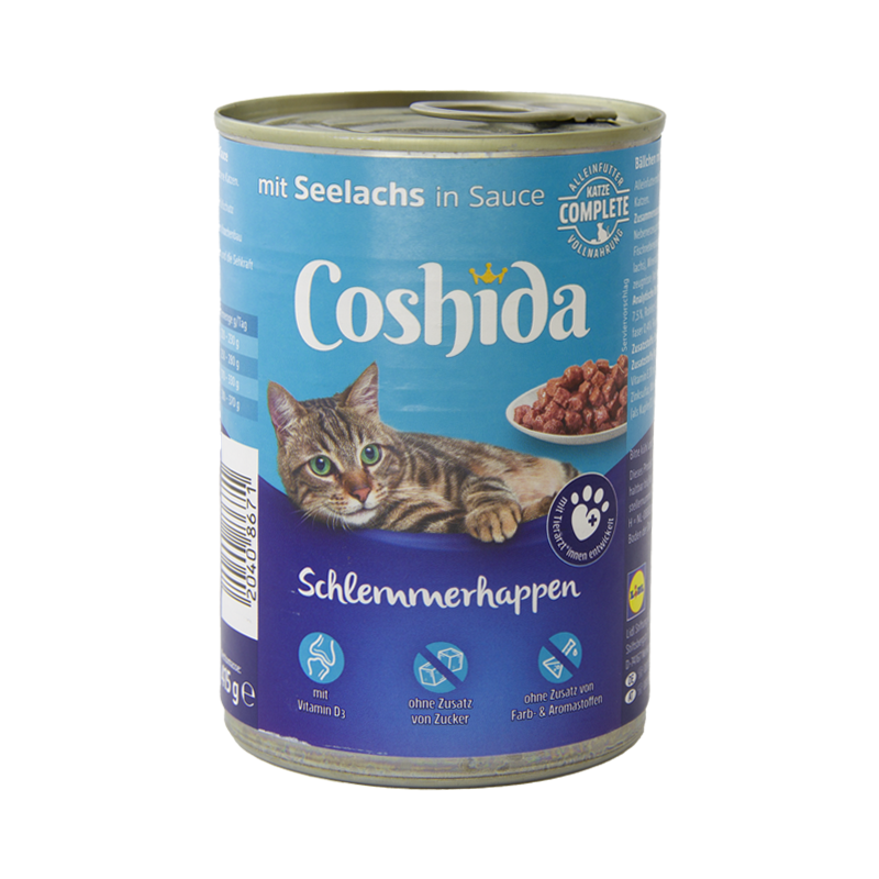 کنسرو غذای گربه کوشیدا با طعم ذغال ماهی آلاسکا Coshida Pollock وزن 415 گرم