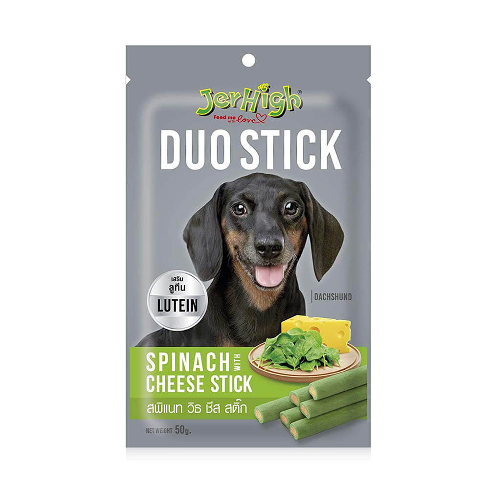 تشویقی سگ جرهای طعم اسفناج و پنیر وزن ۵۰ گرم Jerhigh Spinach and Cheese Dog Stick 50gr
