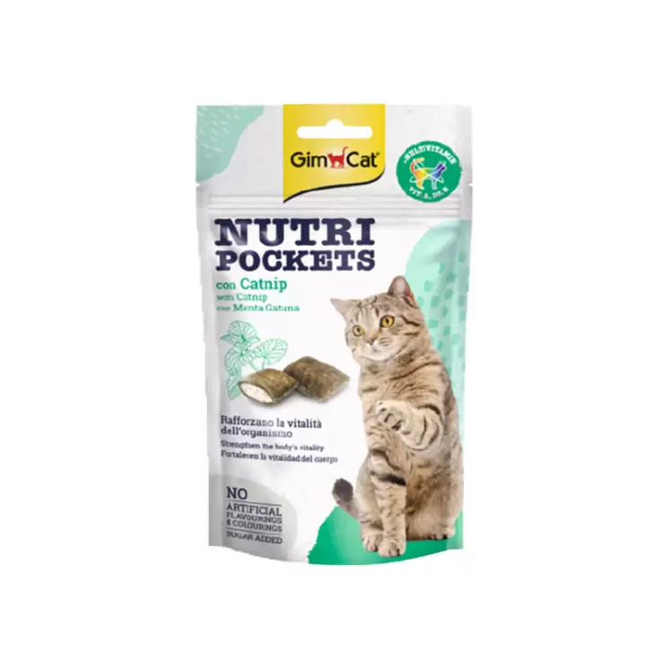 تشویقی گربه GimCat Nutri Pockets با عصاره کت نیپ | فروشگاه فردوس پت