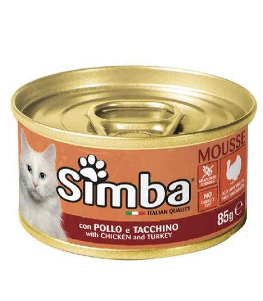 کنسرو غذای گربه مونژ مدل سیمبا طعم مرغ و بوقلمون Monge Simba Can Cat Chicken Turkey وزن 85 گرم
