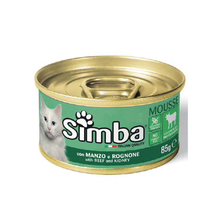 کنسرو غذای گربه مونژ مدل سیمبا طعم گوشت گاو و قلوه Monge simba Can Cat Beef and Kidney وزن 85 گرم